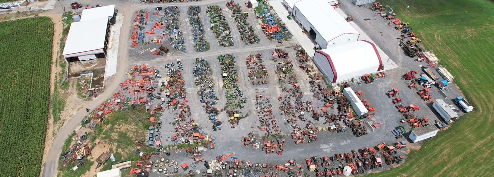 Damaged farm equipment on a trailer